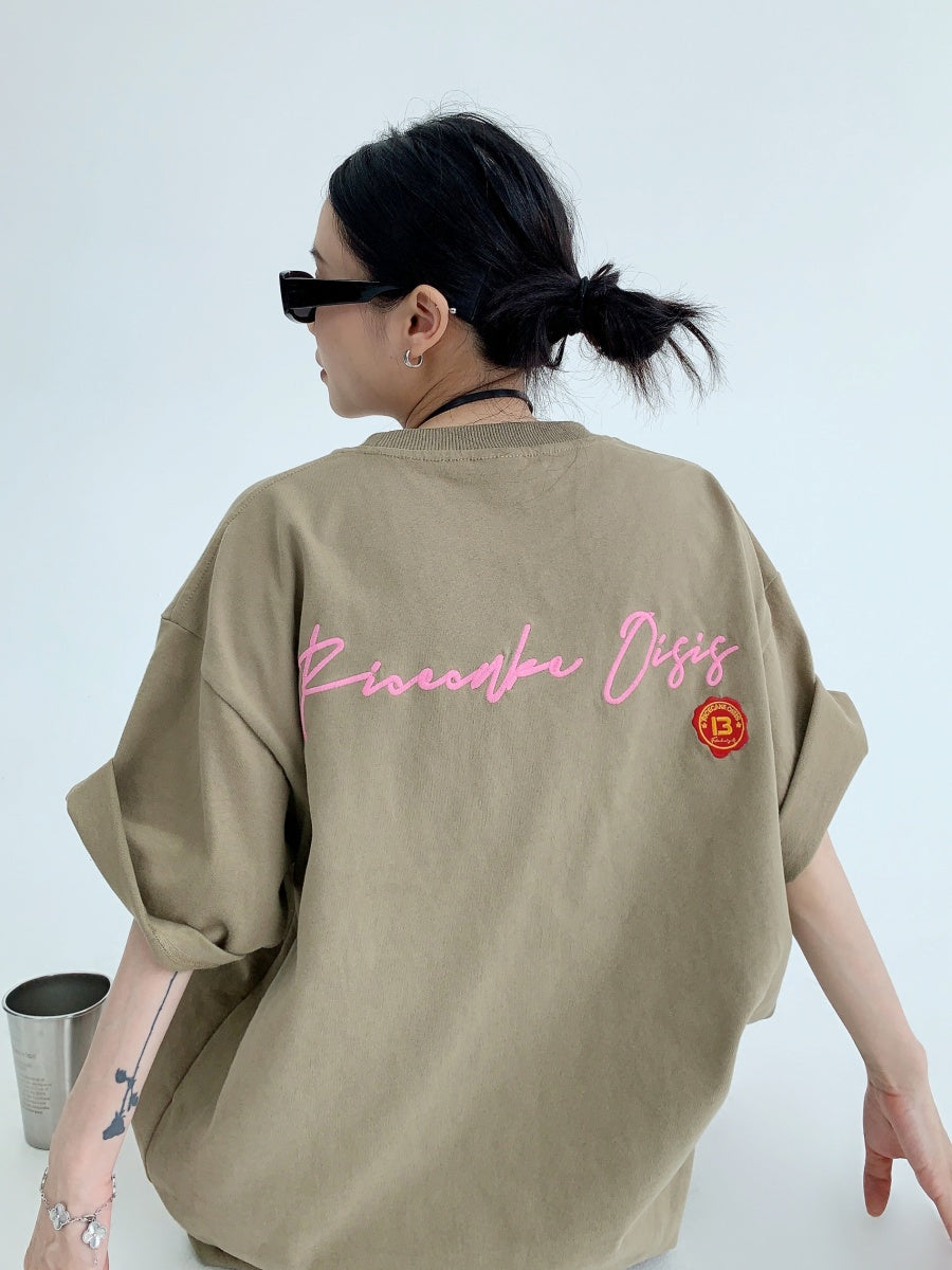 Back Embroidery Loose T-Shirt MW9177