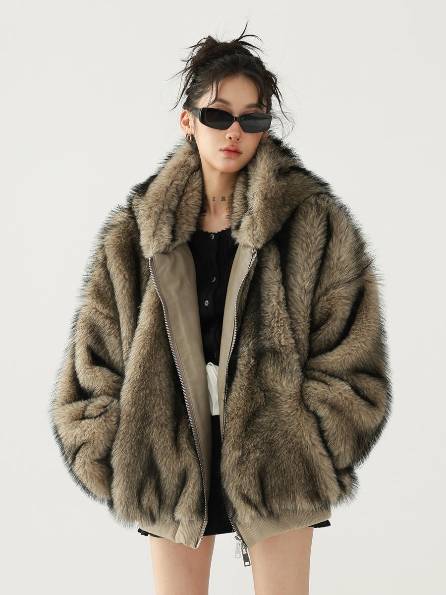 Hooded Eco-friendly Fur Short Coat AC7093