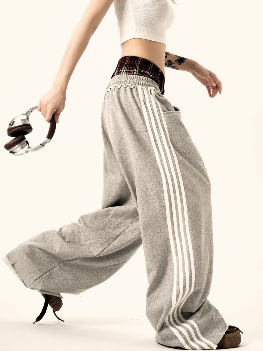 Double Waist Side Line Loose Sweat Pants MW9338