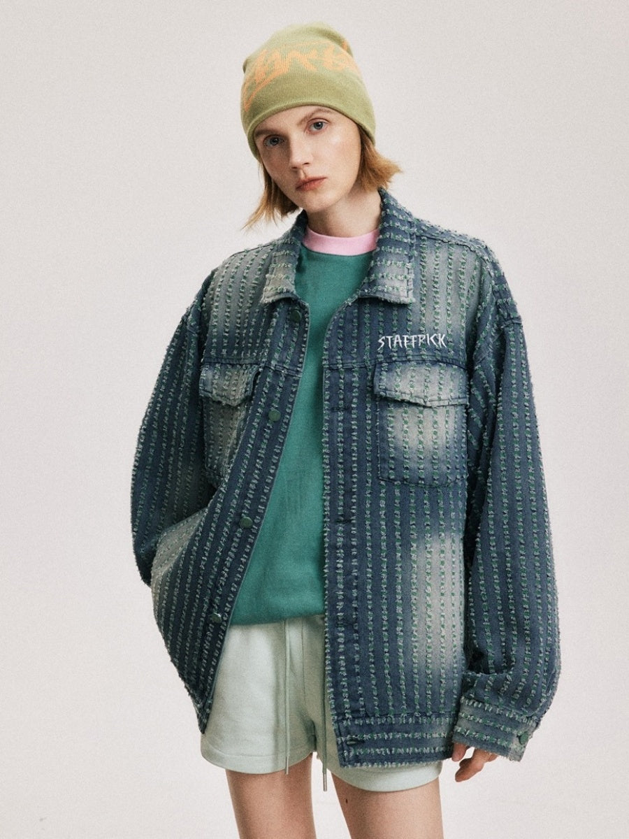 Jacquard Striped Loose Denim Jacket SP7003