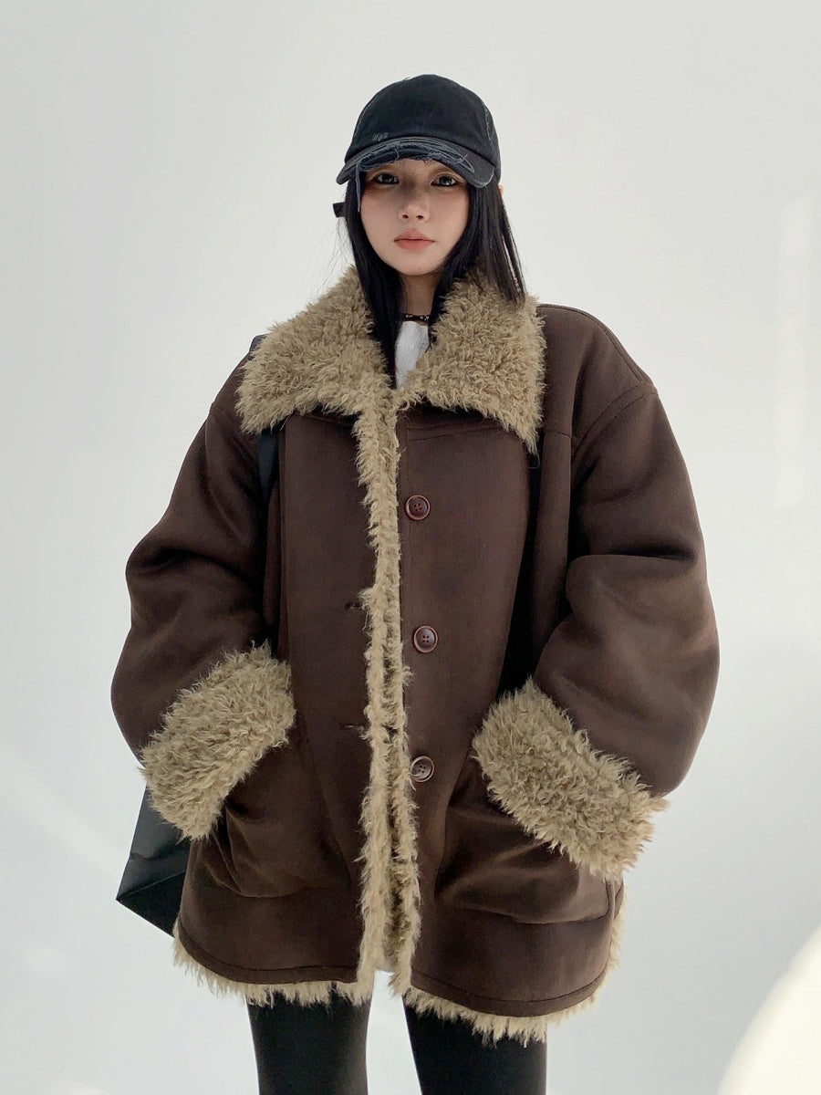 OverSize Reversible Fur Fake Mouton Jacket MW9752