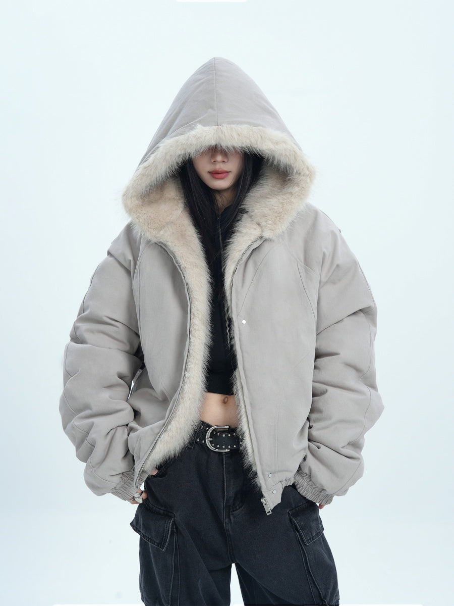 Fur Collar Casual Hooded Jacket MW9676