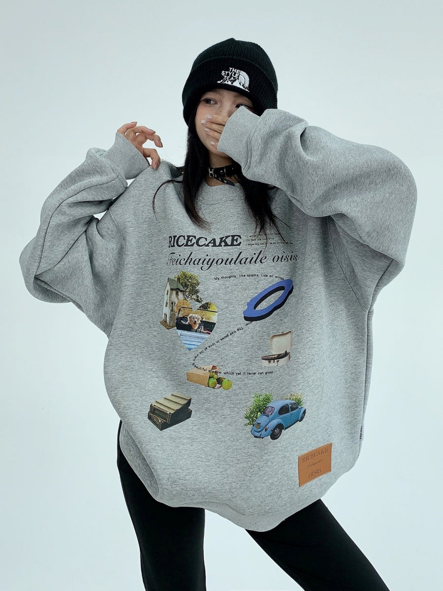 Cartoon Print Crew-neck Loose Sweat MW9596