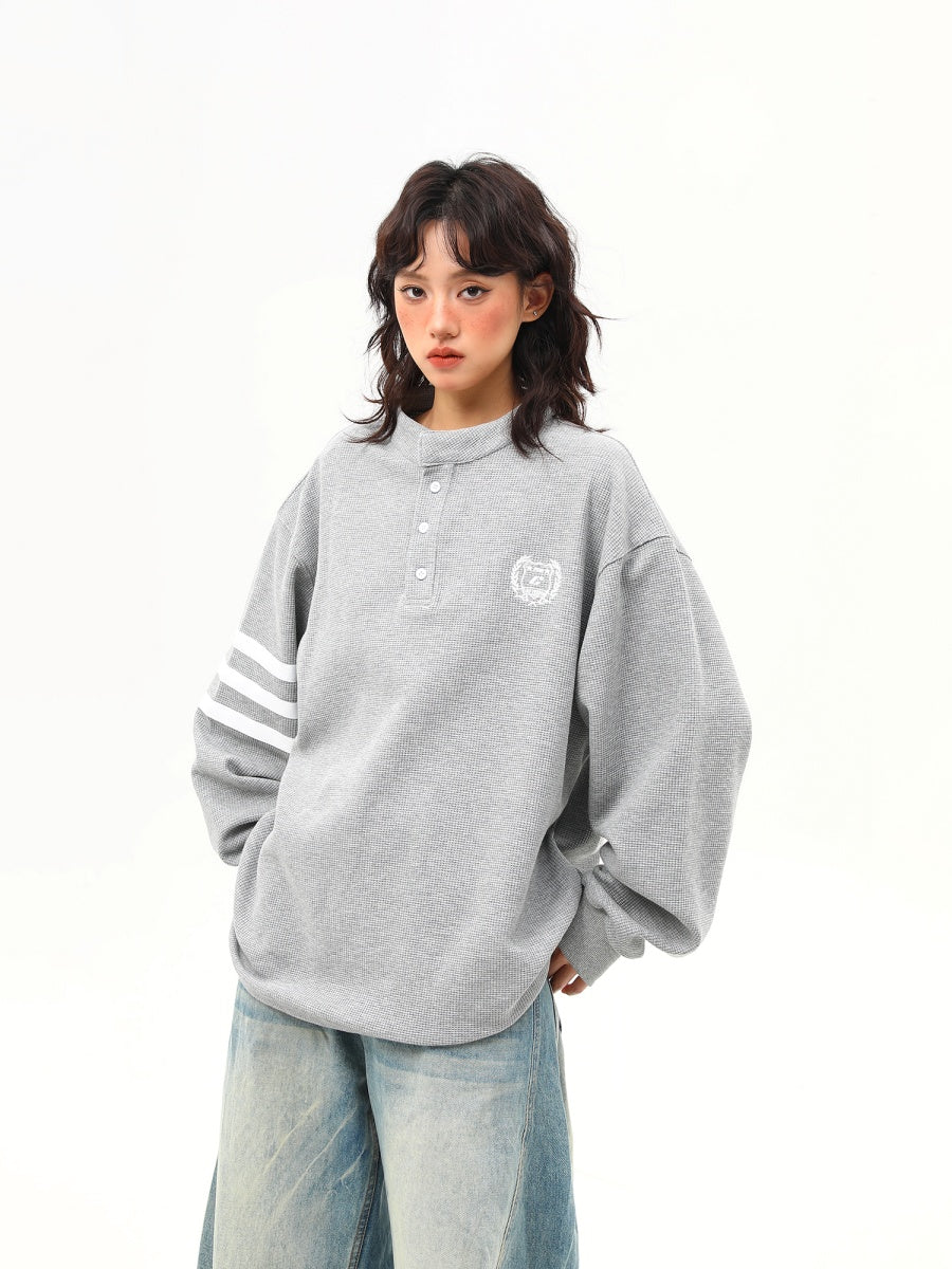 College Style Henry Collar Pullover Sweat MW9928