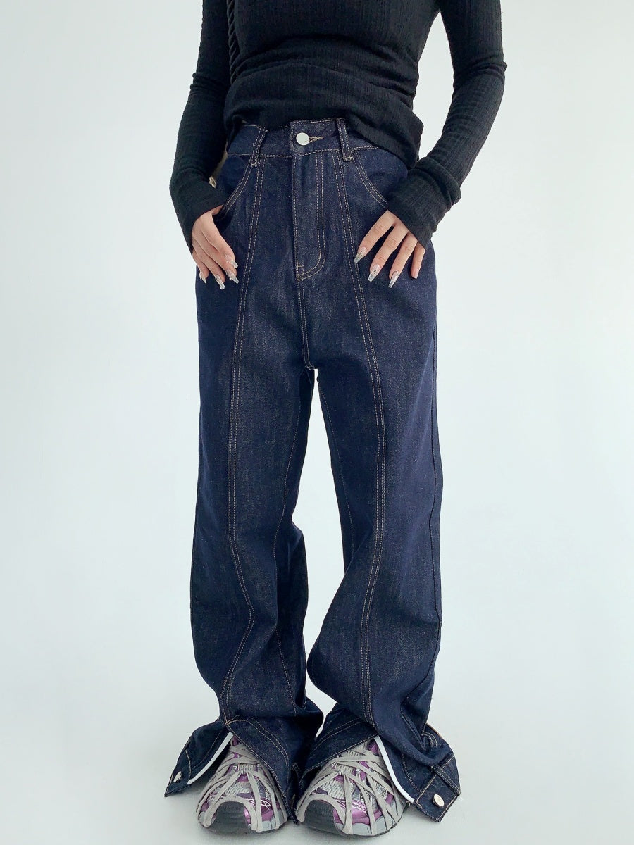 Reverse Design Split Straight Jeans MW9569