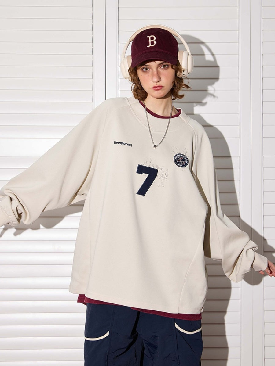 OverSize Sports Style Raglan Sleeve Sweat BT7038