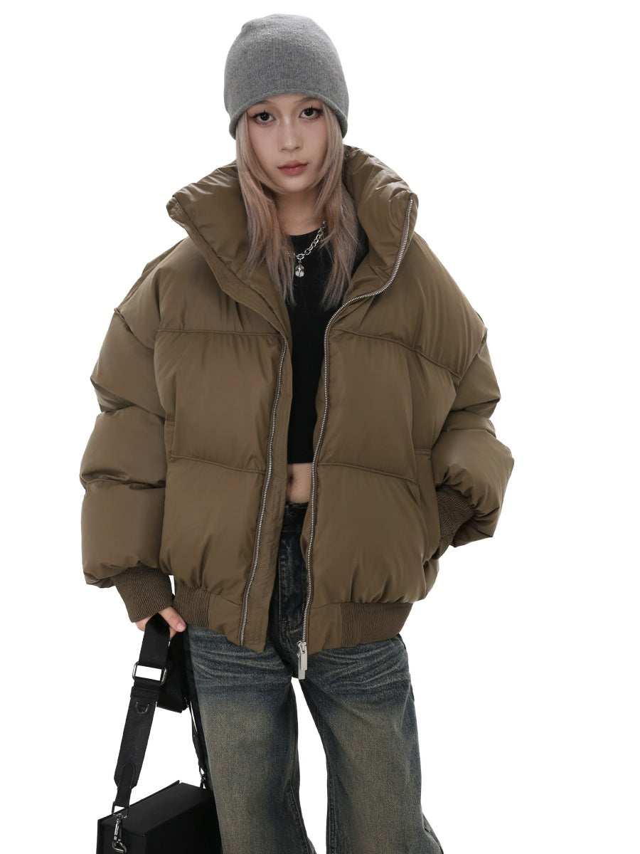 High Neck PU Leather Short Padded Jacket MW9758