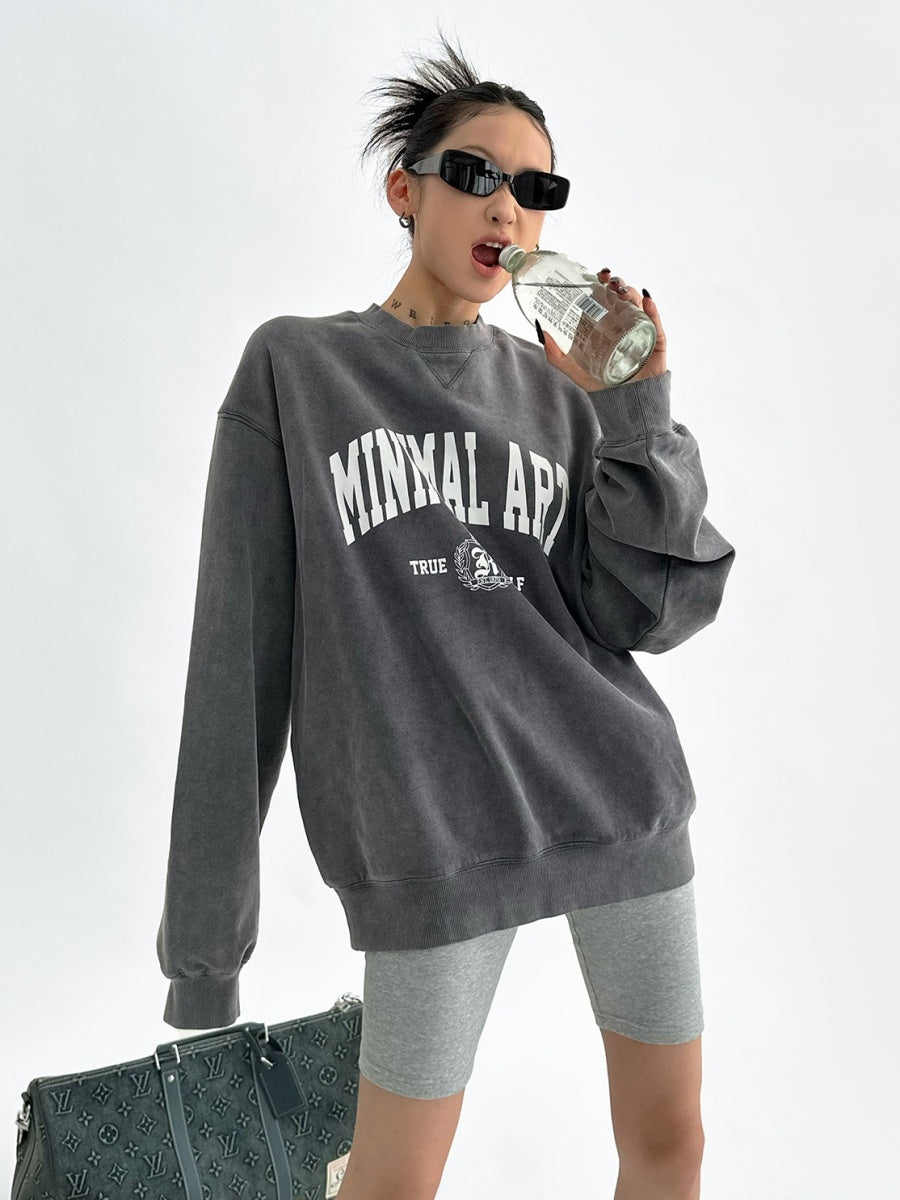 Vintage Wash Distressed Crew Neck Sweat AC7064