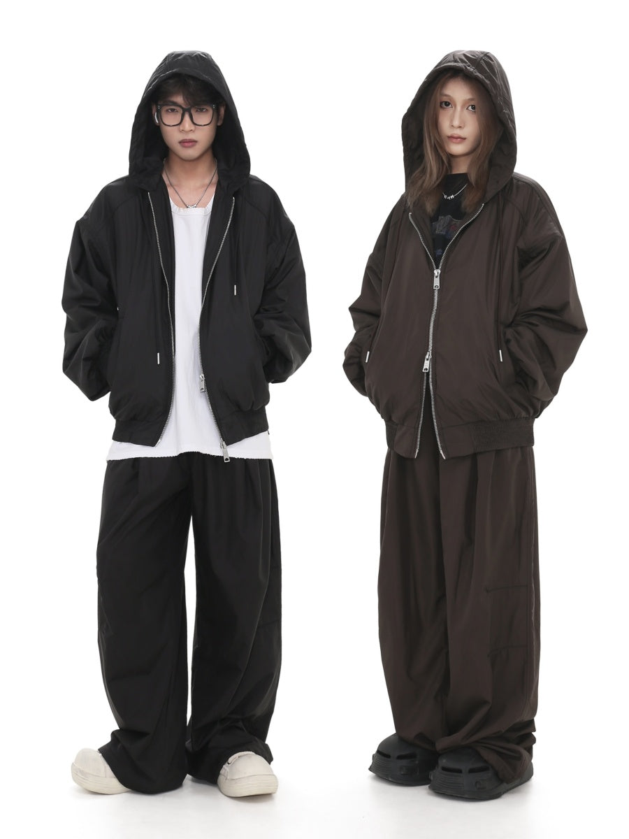 【上下別売り】Double Zip Hooded Jacket & Loose Casual Sport Pants GB7012