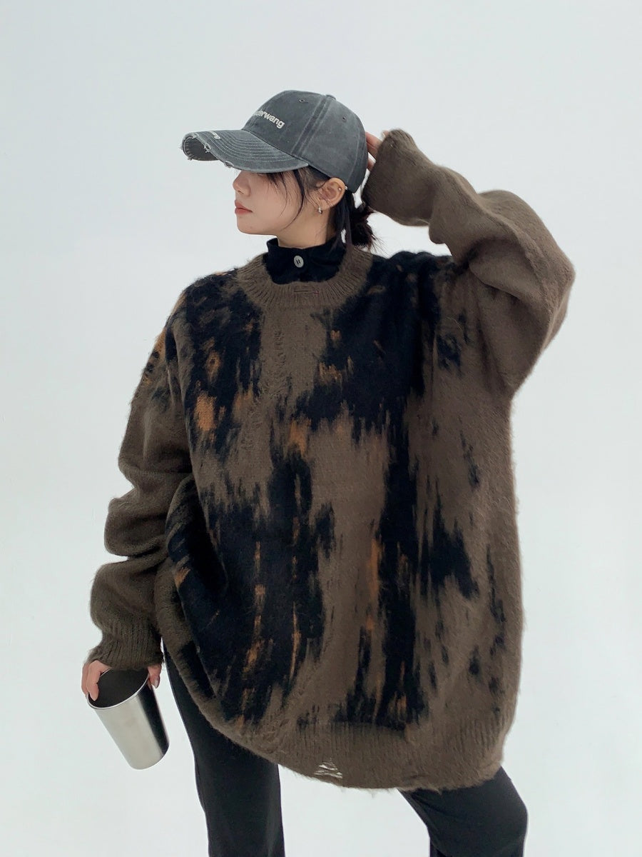 Bristles Round Neck Ripped Sweater MW9795