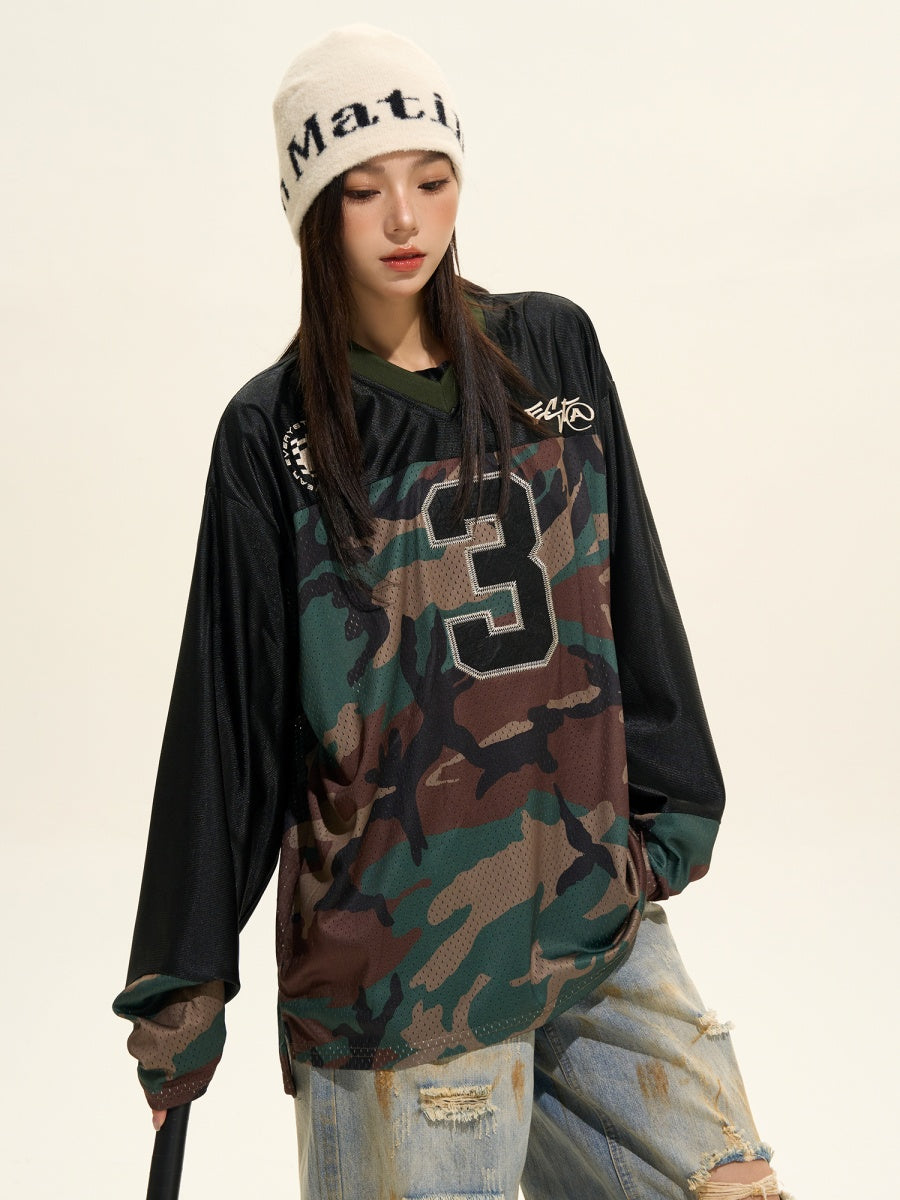 Camouflage Stitching Long Sleeve T-shirt MW9341