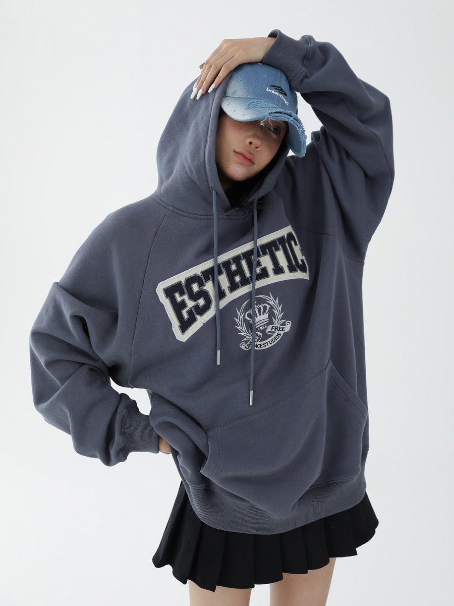 College Style Appliqué Embroidery Hoodie AC7068