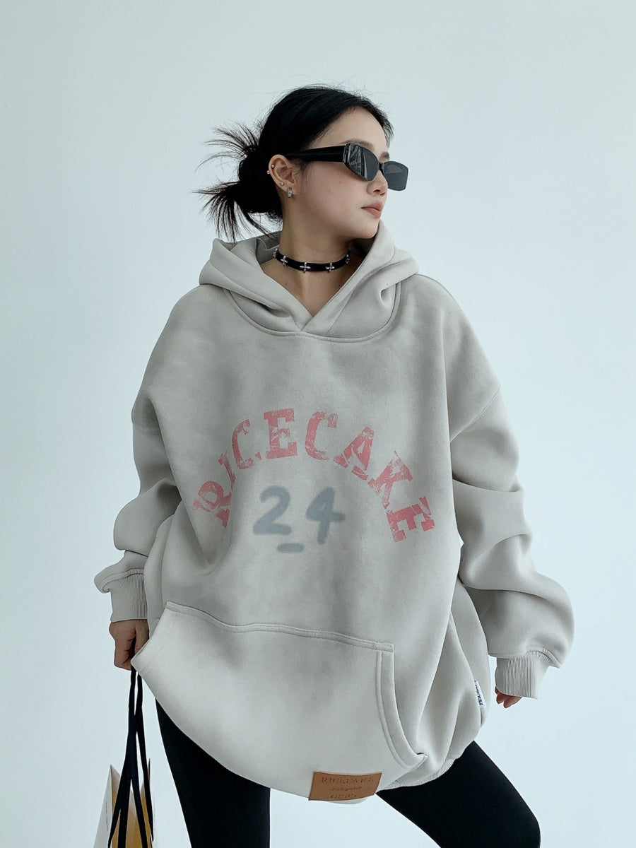 Distressed Printed Loose Hoodie MW9551