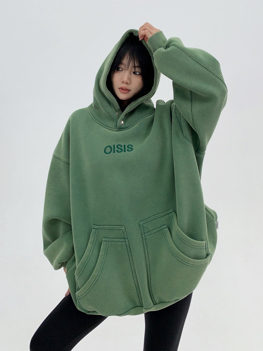 Distressed Embroidery OverSize Hoodie MW9749