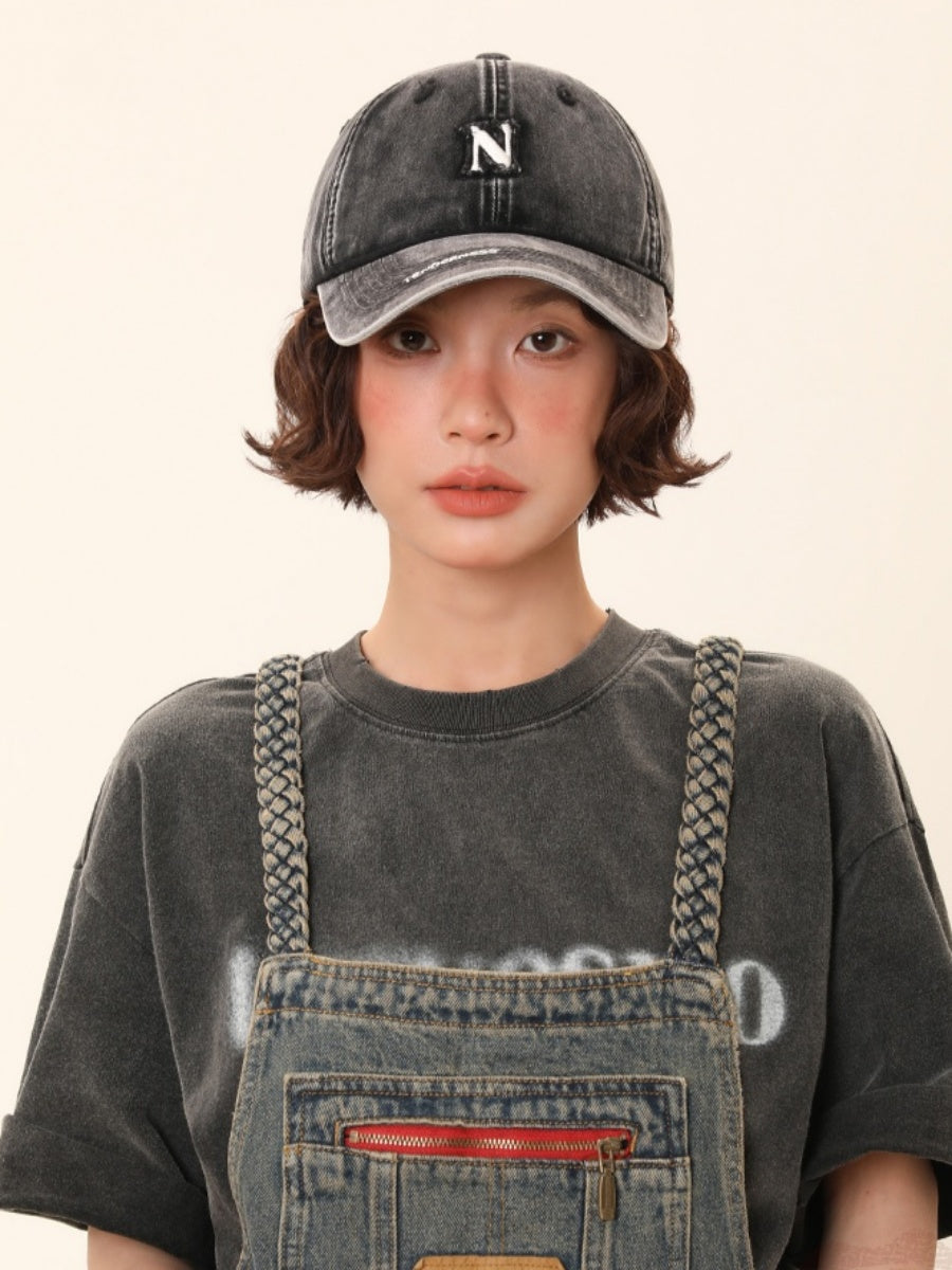 Letter Embroidery Washed Cap MW10119