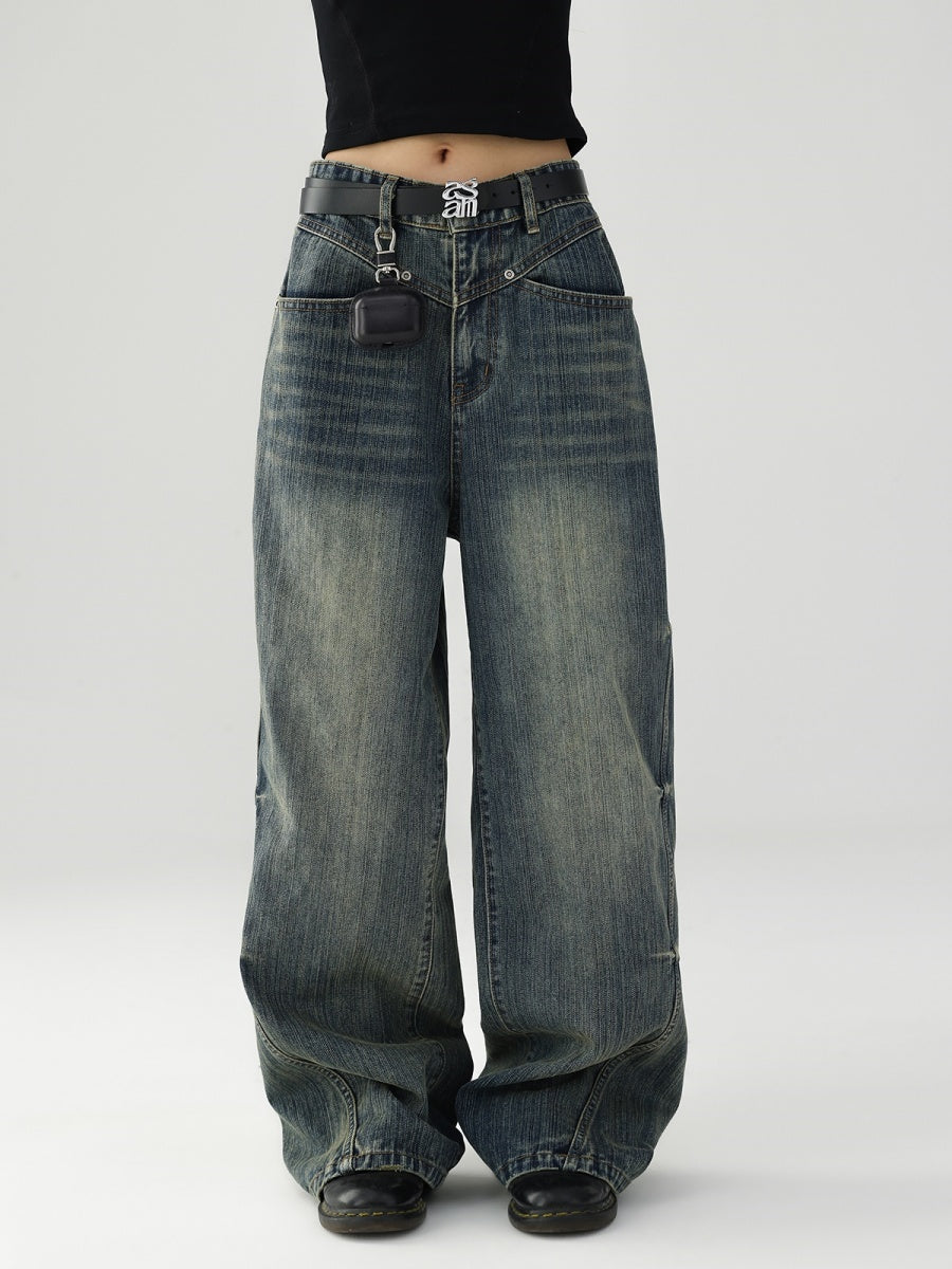 Design Wash Style Loose Straight Jeans AC7076