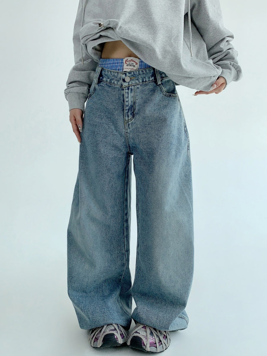 Double Waist Loose Straight Jeans MW9501