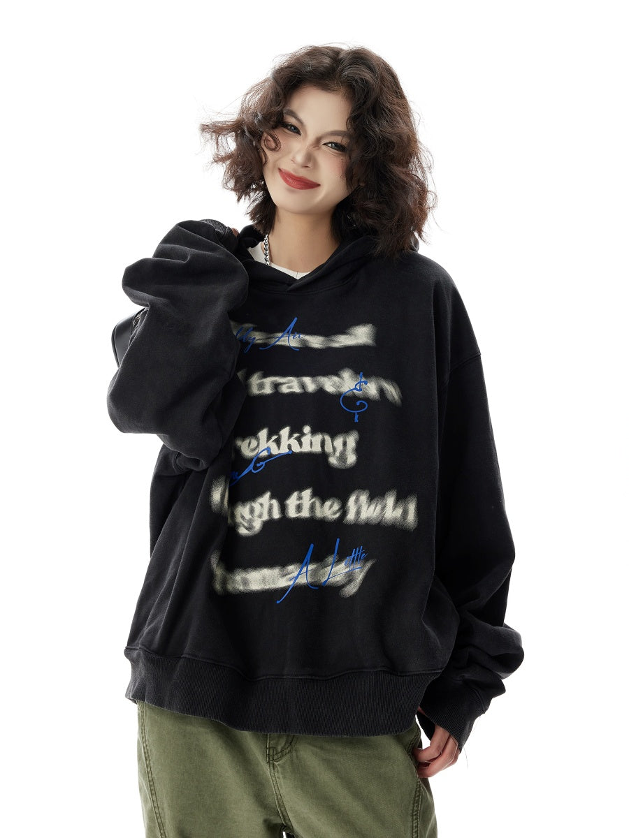 Blur Letter Print Hoodie HG7176