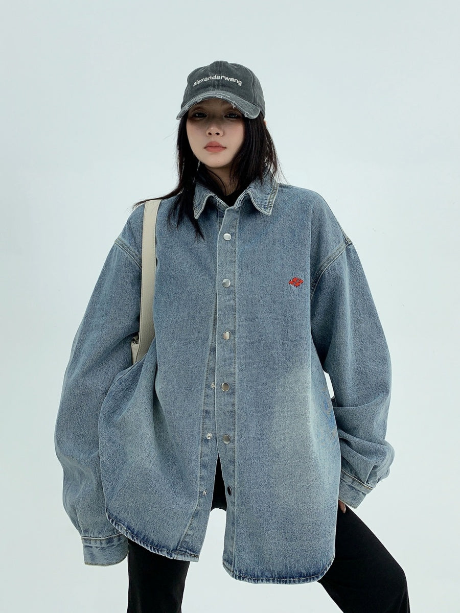 Over Size Wash Denim Shirt Jacket MW9824