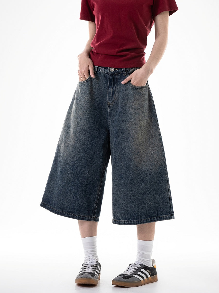Retro Wash Denim Half Pants IC9030
