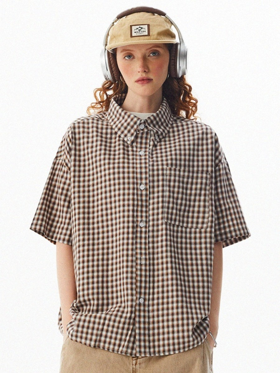 Vintage Gradient Check Short Sleeve Shirt MW10084