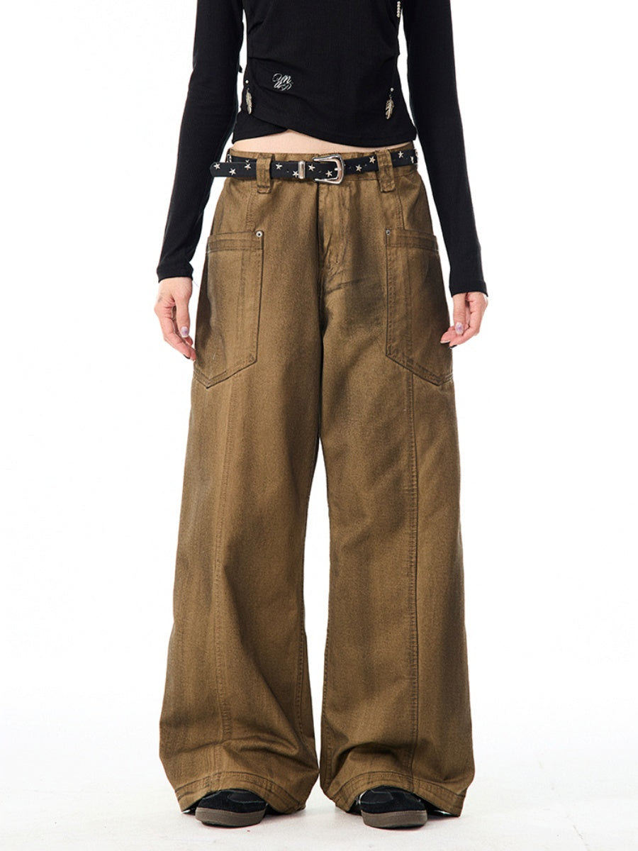 Retro Brush Dirty Wide-Leg Work Pants MW9961