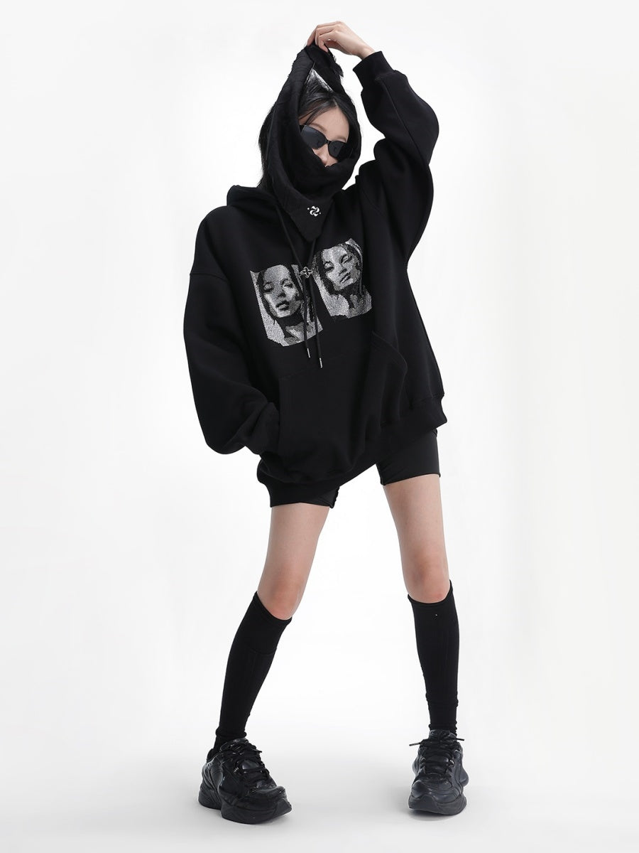 Loose Rhinestone Art Hoodie AC7063