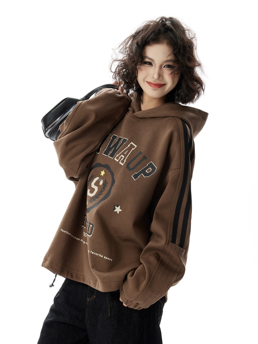 Maillard Lettered Line Sleeve Short Hoodie HG7185