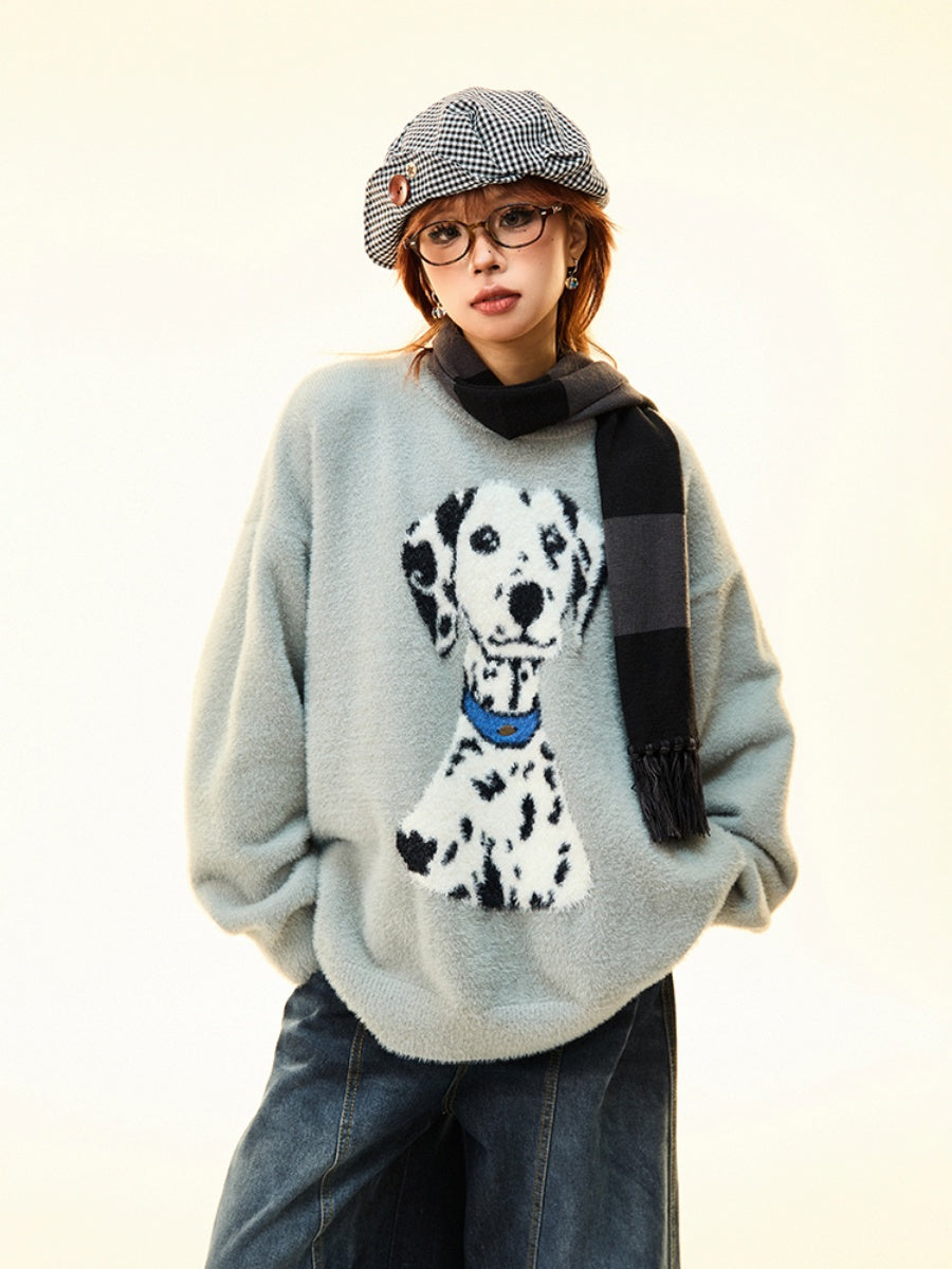 Dalmatian Dog Loose Soft Waxy Sweater MW9697