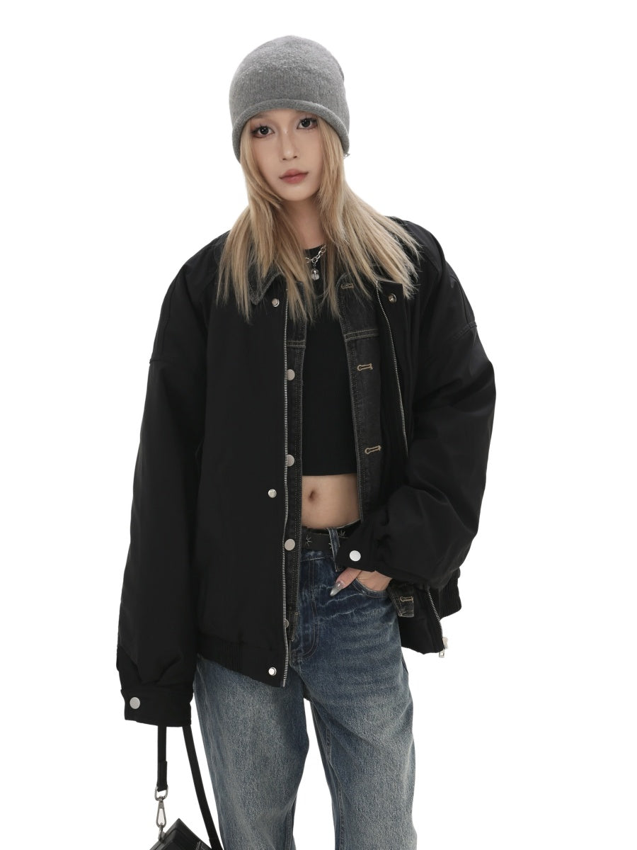 Denim Collar Fake Two-piece Down Jacket GB7022