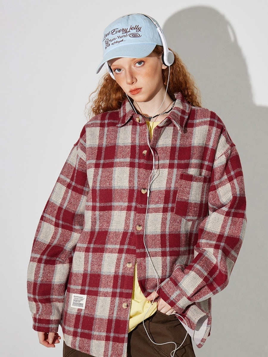 Vintage Brushed Plaid Long Sleeve Shirt BT7034