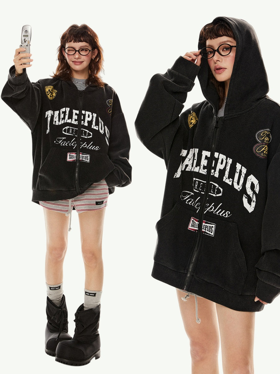 Monogram Print Sweat Hooded Jacket EZ232