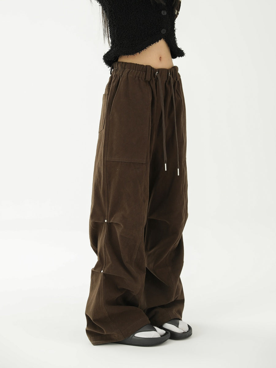 Drawstring Wide Leg Pleated Casual Pants AC7071