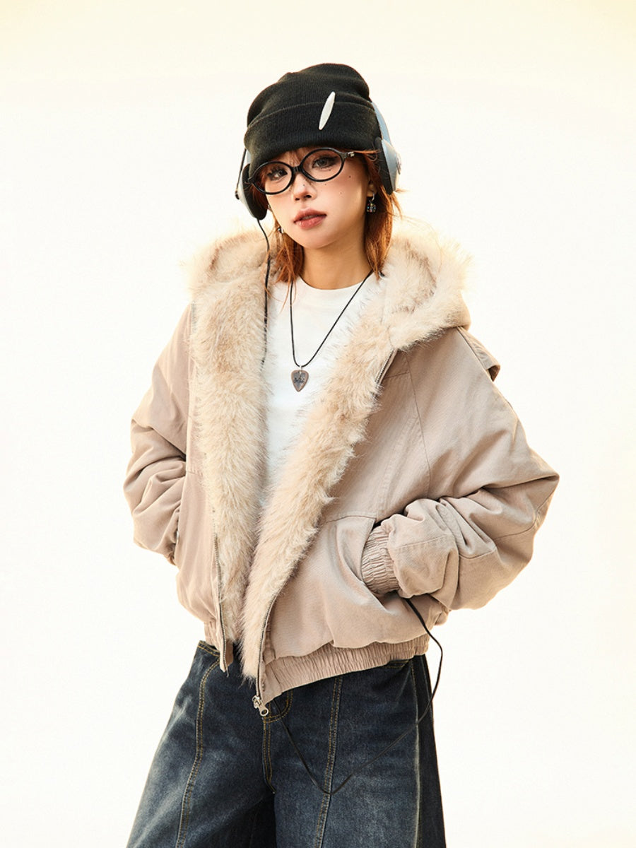 Fur Collar Warm Hooded Quilting Jacket MW9698