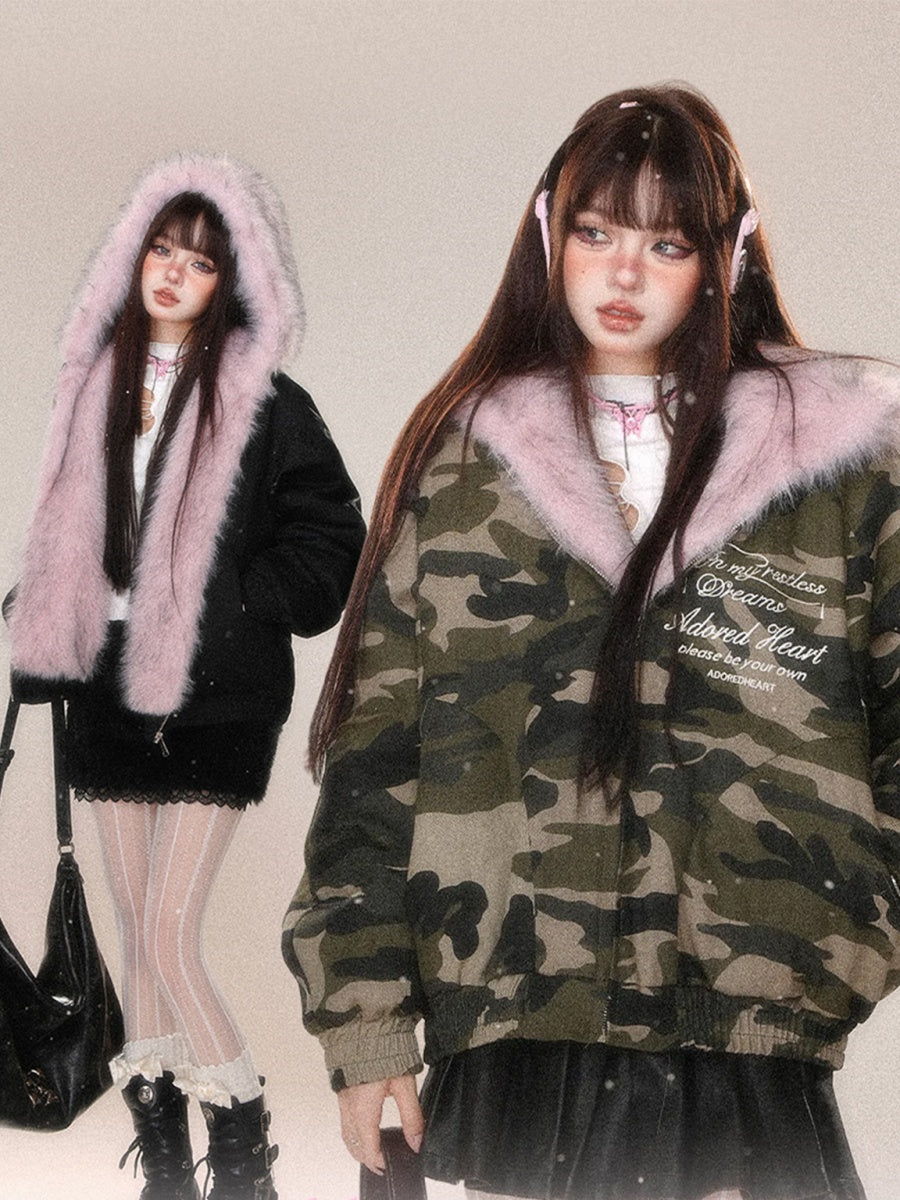 Reversible Hooded Fur Jacket KK2018