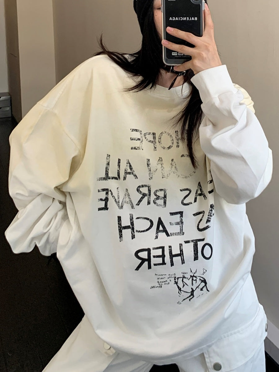 Gradient Lettering Long-sleeved T-Shirt MW9460