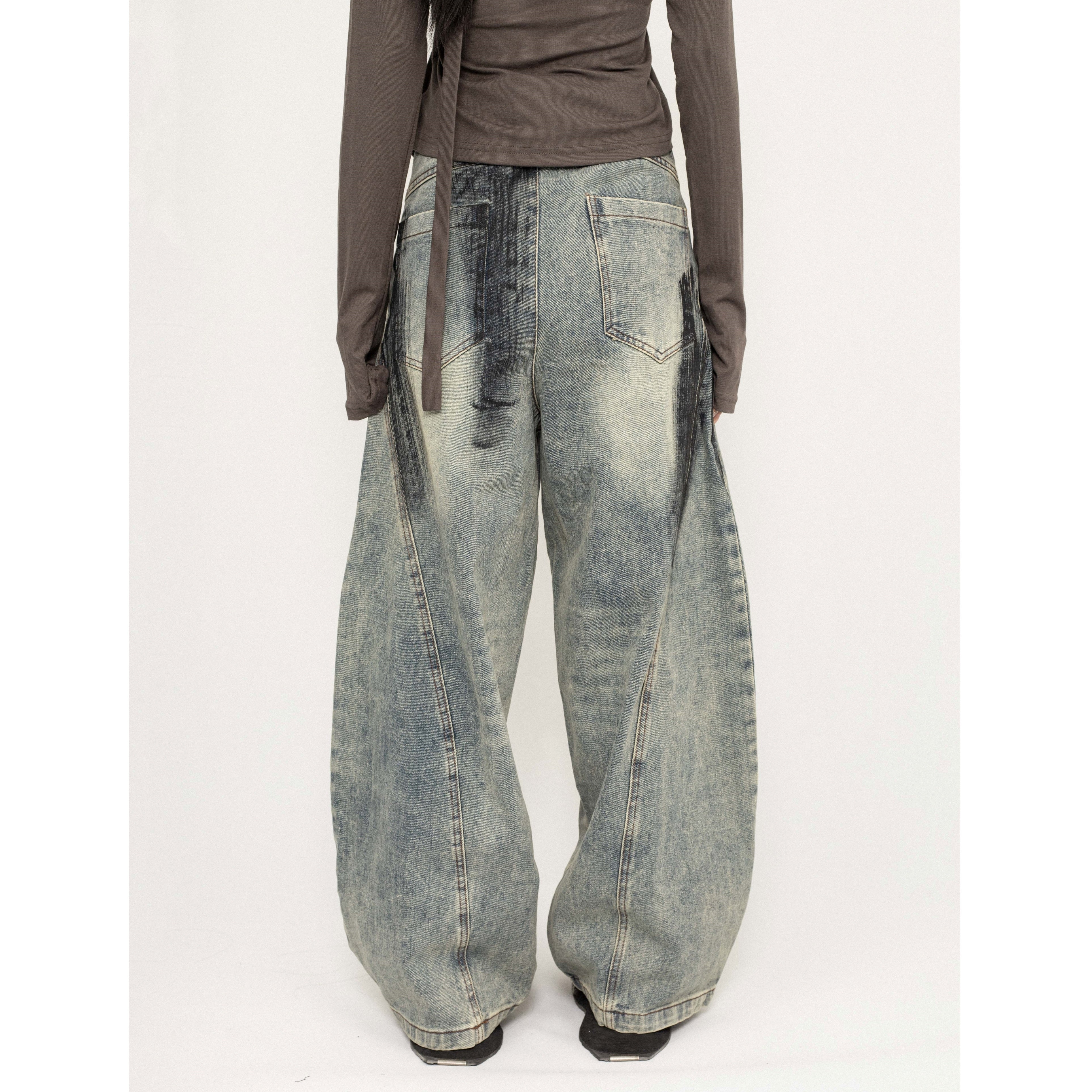 Dirty Wide-leg Barrel Jeans MW9804