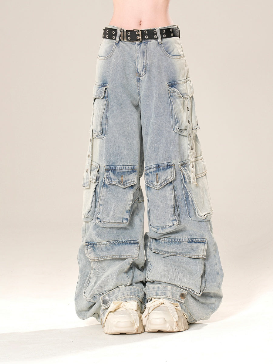 Wash Loose Work Cargo Jeans KK2037