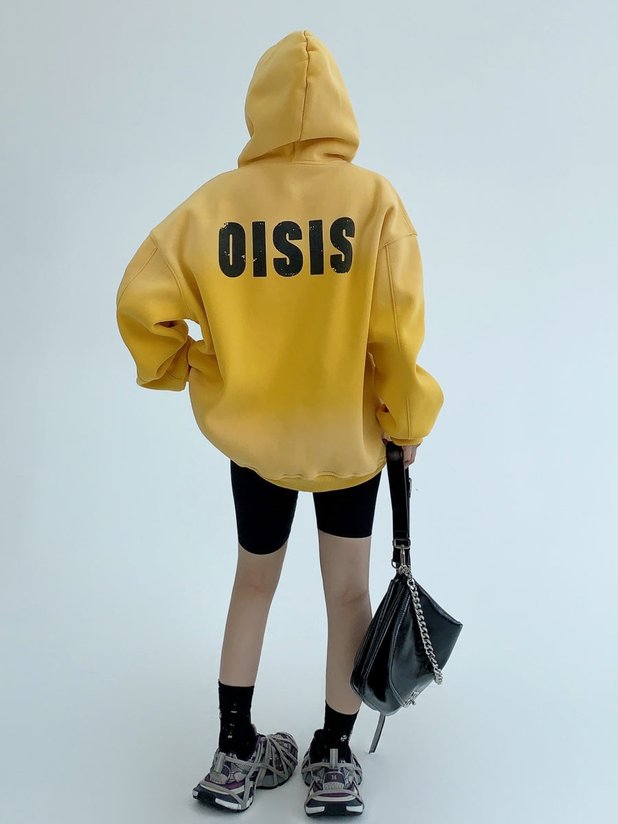 Gradient Simple Letter Oversize Hoodie MW9511