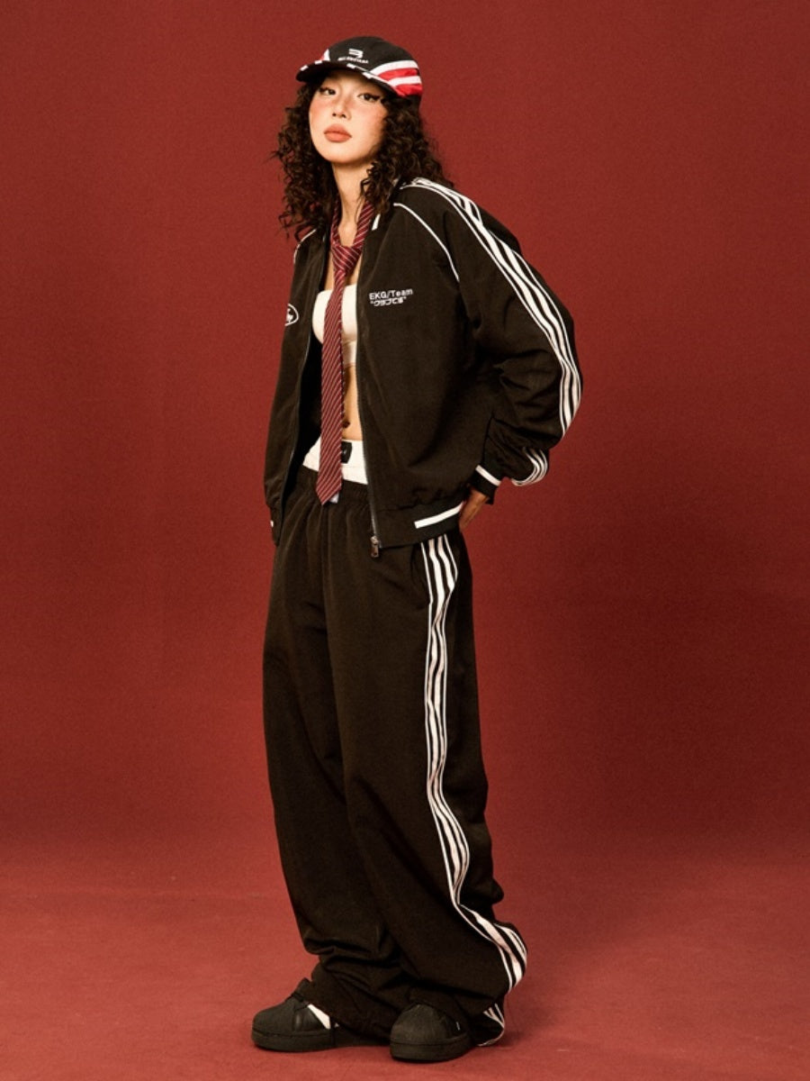 Track Jacket & Side Striped Loose Casual Pants MW9432