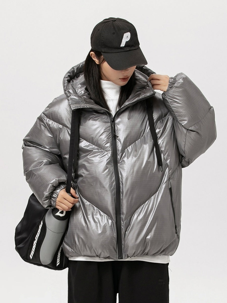 Loose Hooded Shiny Padded Jacket MW9657