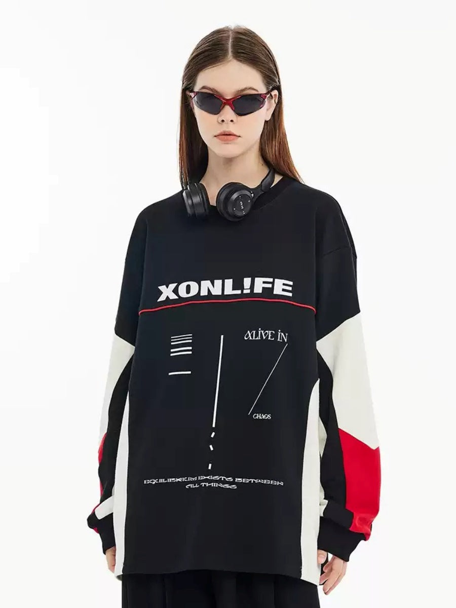 Code Splicing Loose Racing Design Sweat XO003