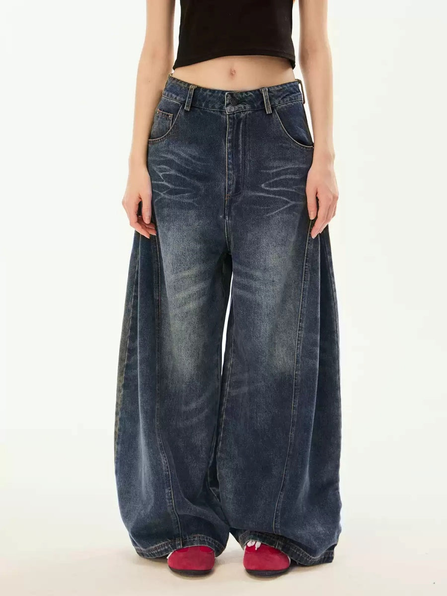 Vintage Style Loose Barrel-Leg Jeans EZ195