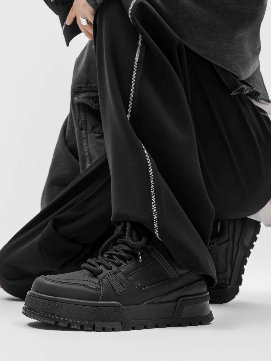 All Black Thick Sole Heightened Sneaker FG2004