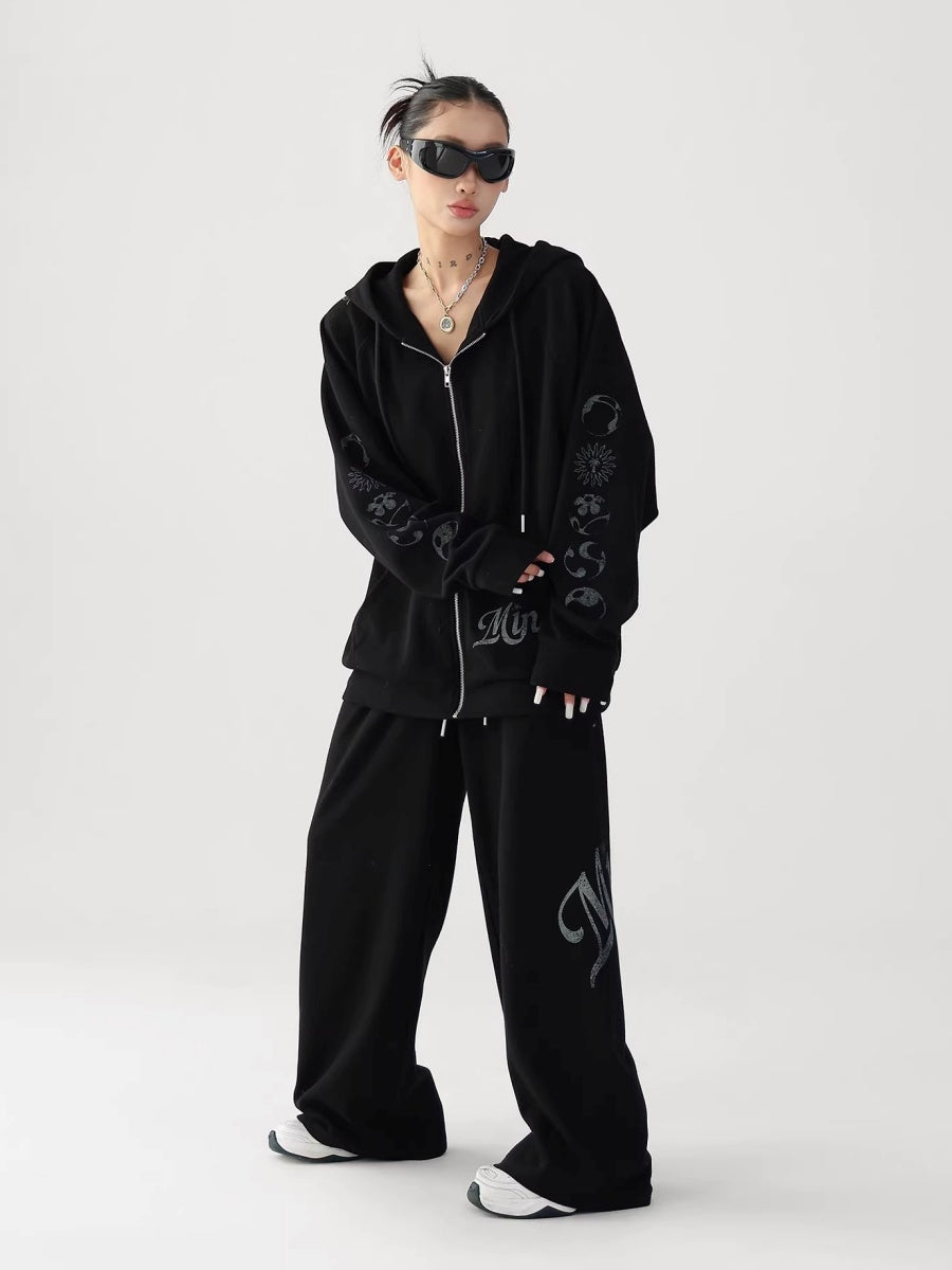 【上下別売り】Waffle American Gothic Printed Sweat Jacket & Pants Set-up AC7019