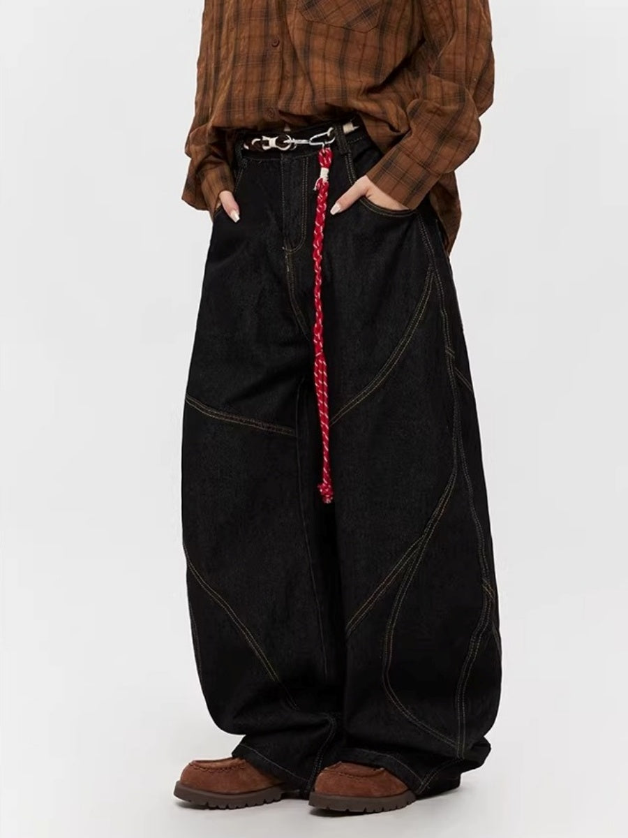 Patchwork Wide-leg Curve Jeans MW10321