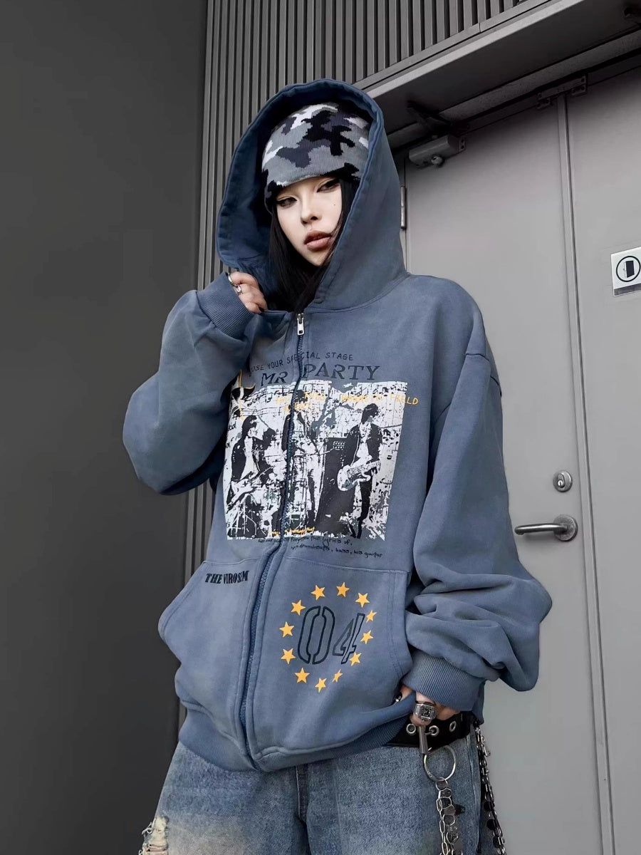 ヴィンテージウォッシュ グラフィックパーカー MW10341