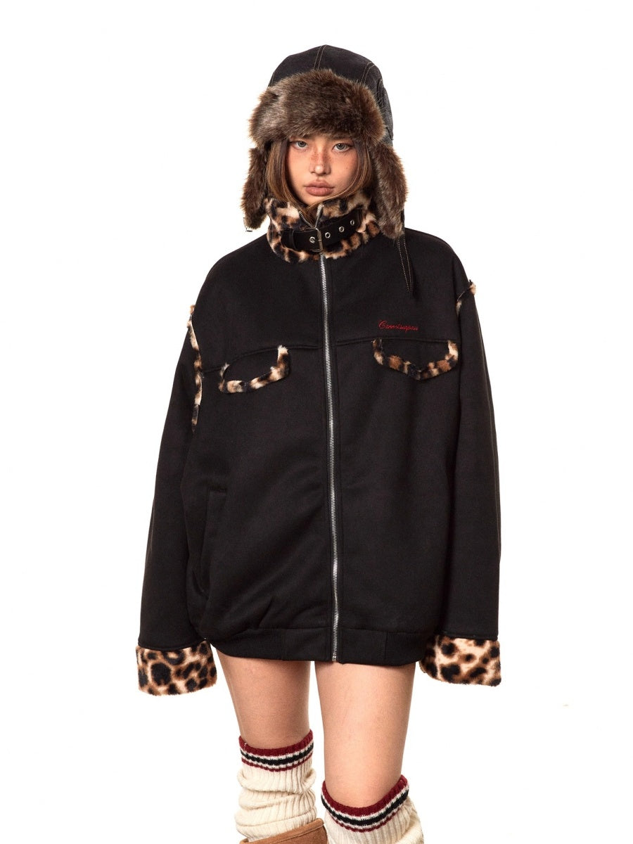 Leopard Stitch Suede Touch Padded Jacket MY35