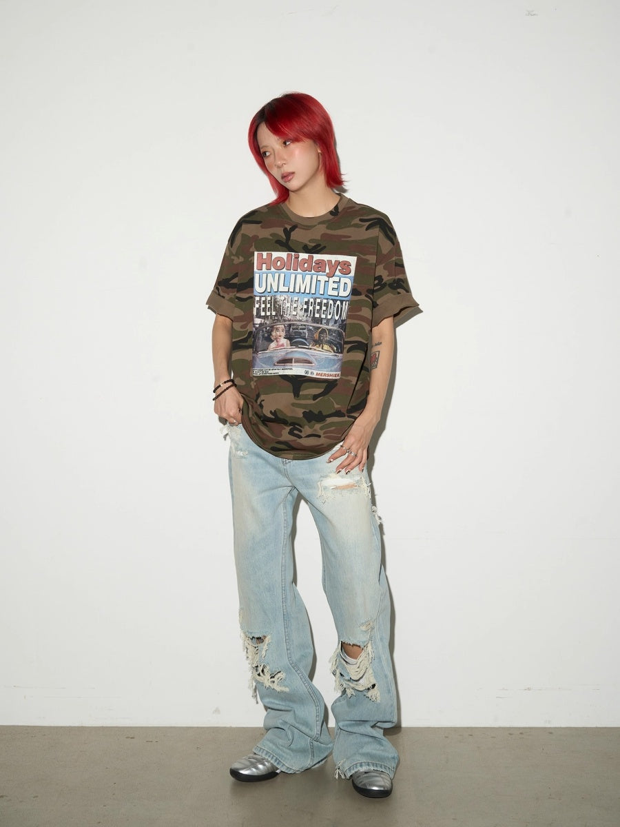 Hole Lift Washed Jeans MN9024