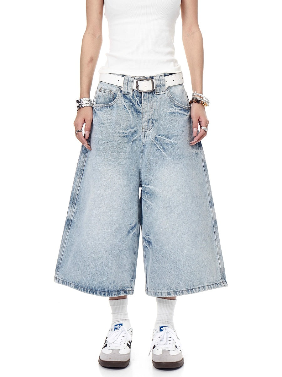 Washed Denim Gaucho Pants MW10221